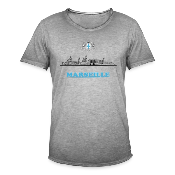 Blason et Skyline Marseille sur T-shirt vintage Homme
