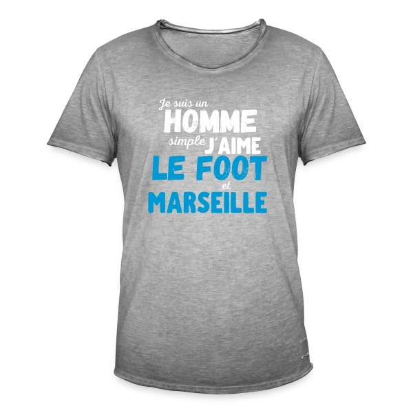 J'aime Foot Marseille sur T-shirt vintage Homme