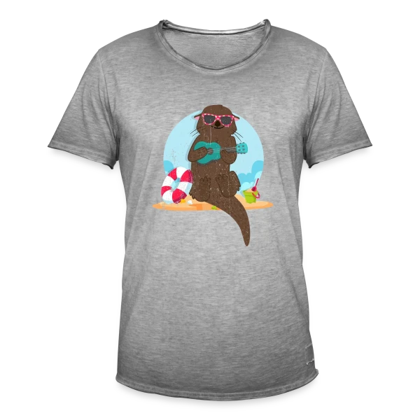 Loutre Musicienne Plage sur T-shirt vintage Homme