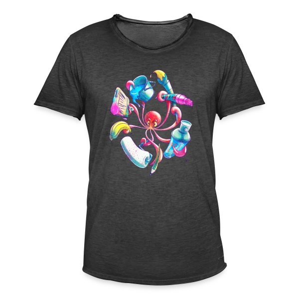 Pulpograffer : Poulpe Artiste Urbain sur T-shirt vintage Homme