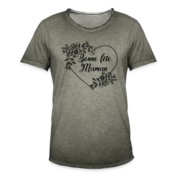 Bonne Fête Maman : Cœur Fleuri Éternel sur T-shirt vintage Homme