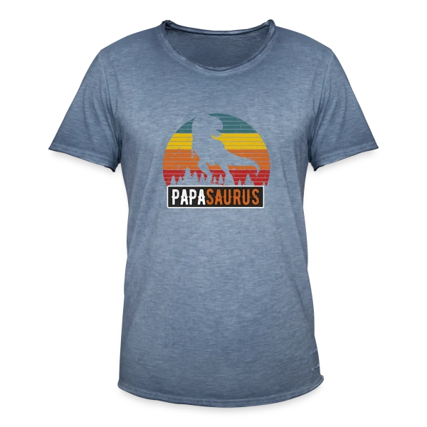 'PapaSaurus Rex' - Humour Dinosaure Rétro pour Papa sur T-shirt vintage Homme