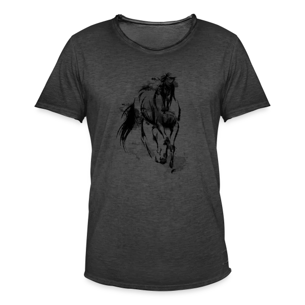 Cheval Galop Aquarelle sur T-shirt vintage Homme