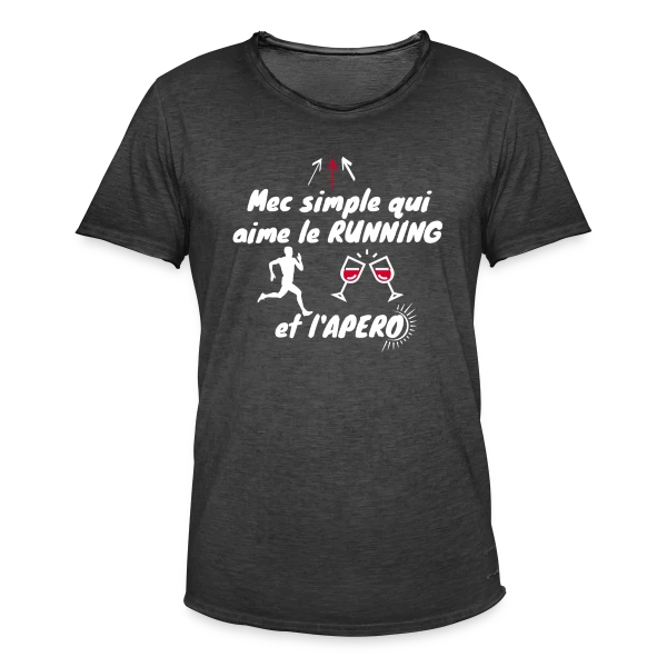 Mec Simple Aime Running et Apéro - Cadeau Runner Humour sur T-shirt vintage Homme