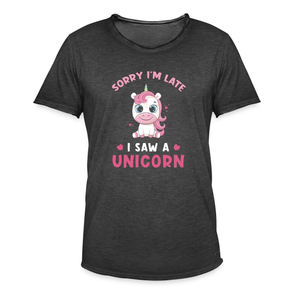 Licorne Mignonne en Retard sur T-shirt vintage Homme