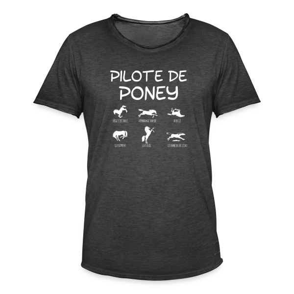 Pilote de Poney Stylisé sur T-shirt vintage Homme