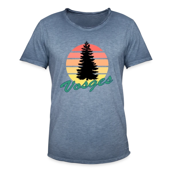 Vosges : Sapin au Coucher de Soleil Vintage sur T-shirt vintage Homme