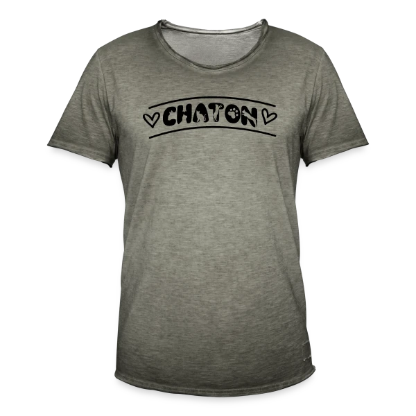 Typographie Chaton Amour sur T-shirt vintage Homme