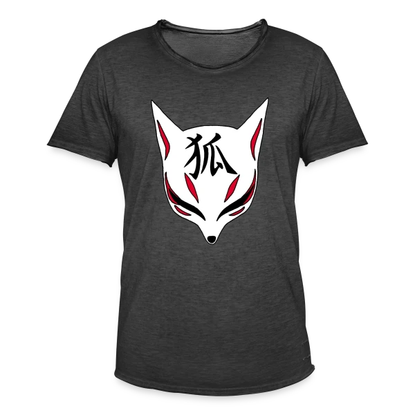Renard Kitsune Manga & Kanji sur T-shirt vintage Homme