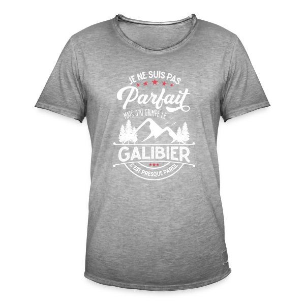Ascension du Galibier : Presque Parfait, J'ai Grimpé le Galibier ! sur T-shirt vintage Homme