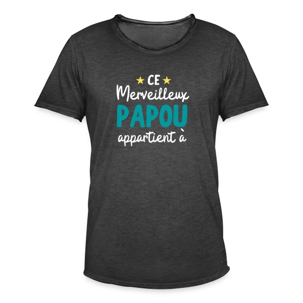 Mon Merveilleux Papou Appartient À (personnalisé) sur T-shirt vintage Homme