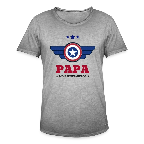 Super Papa Héros sur T-shirt vintage Homme