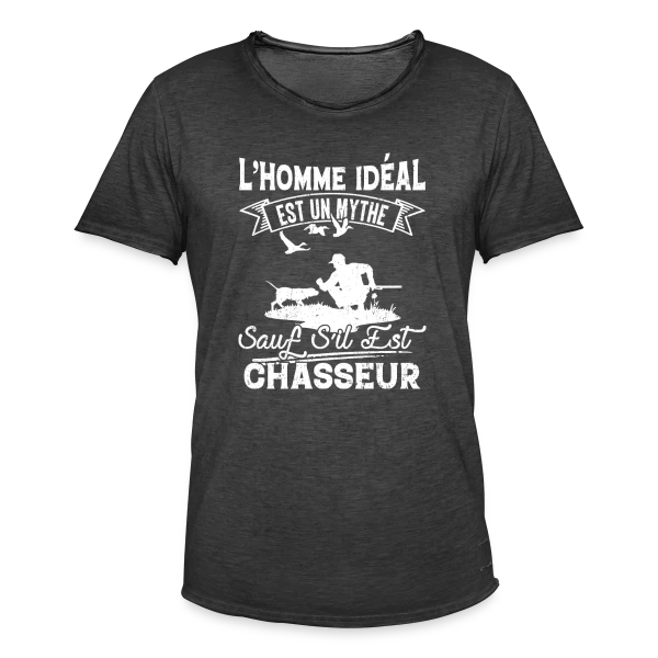 L'Homme Idéal est Chasseur : Un Mythe Réel ! sur T-shirt vintage Homme