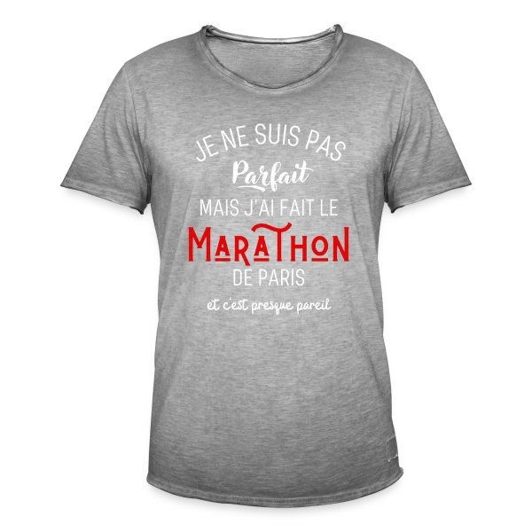 Marathon Paris Humour sur T-shirt vintage Homme