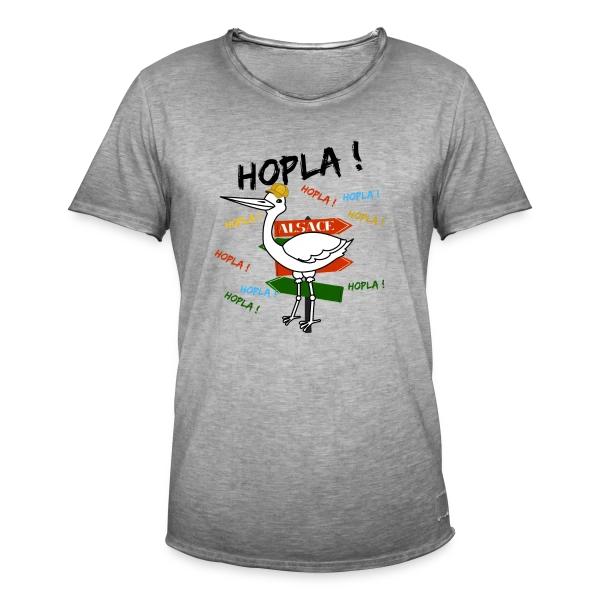 Cigogne Hopla Alsace sur T-shirt vintage Homme