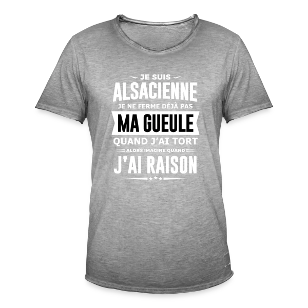Alsacienne Je Ferme Pas Ma Gueule sur T-shirt vintage Homme