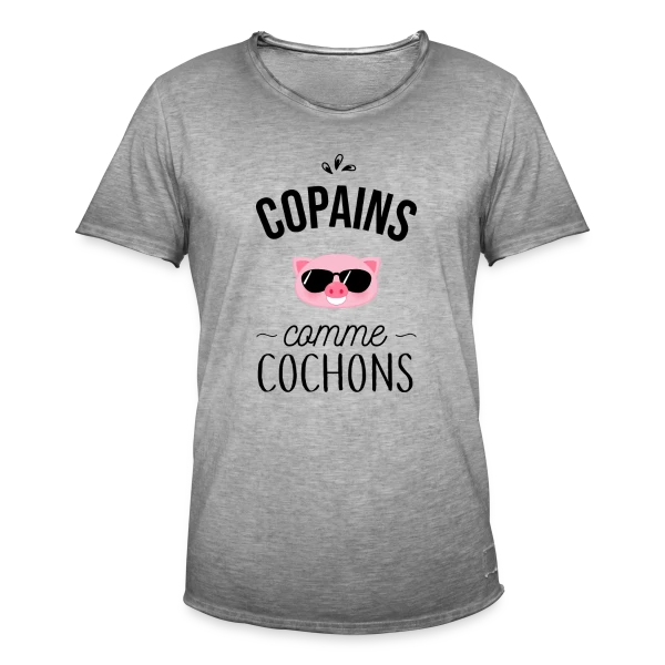 Copains comme Cochons - Duo d'Amis sur T-shirt vintage Homme