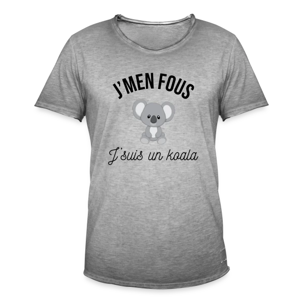 "J'm'en Fous, J'suis un Koala" - Humour Décontracté sur T-shirt vintage Homme