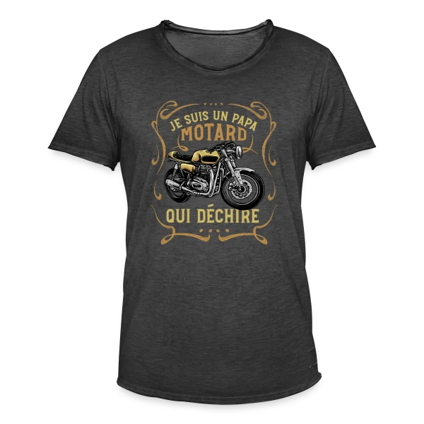Papa Motard Qui Déchire - Cadeau Humour Moto sur T-shirt vintage Homme