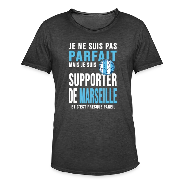 Supporter de l'OM : Humour Marseillais sur T-shirt vintage Homme