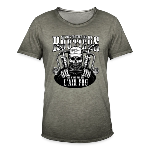 Attention aux Routiers - Humour du Bitume sur T-shirt vintage Homme
