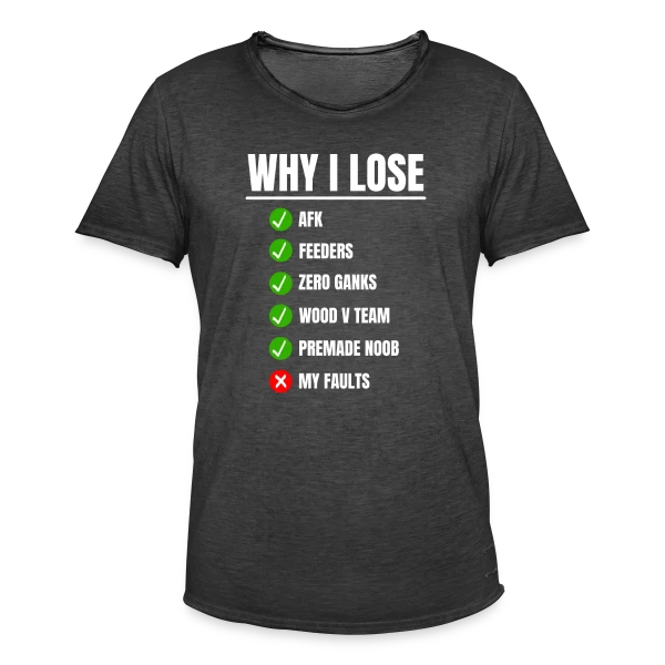 LOL Gamer : 'Pourquoi je perds ?' League of Legends sur T-shirt vintage Homme