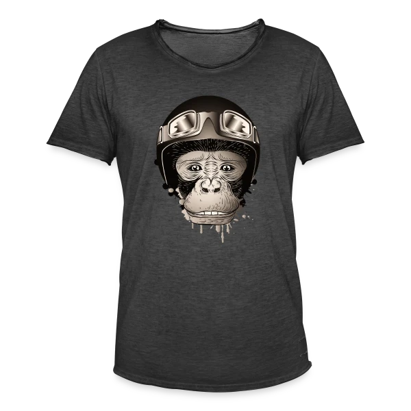 Chimpanzé Motard Rétro – L'Aventure à Deux Roues sur T-shirt vintage Homme