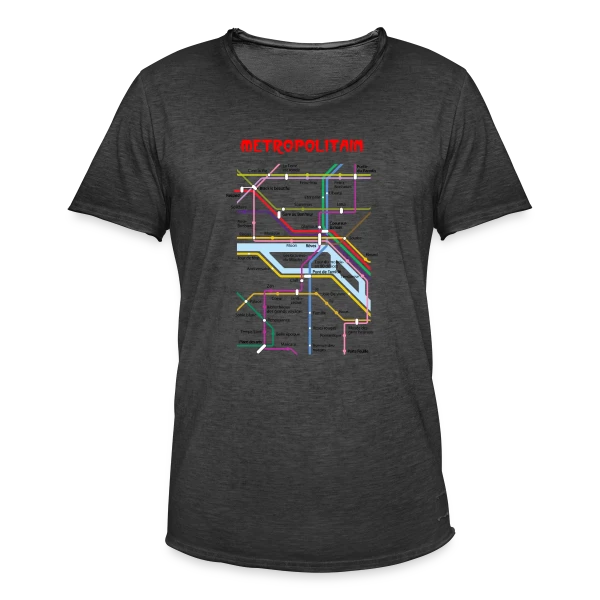 Métro Parisien Poétique sur T-shirt vintage Homme