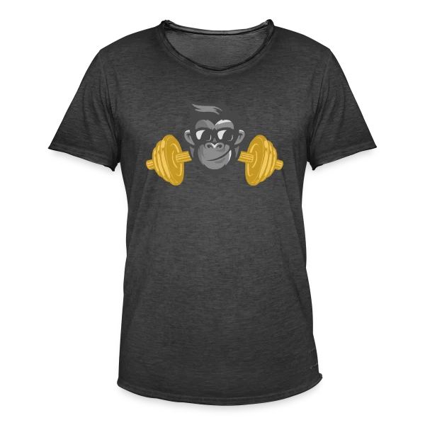 Le Singe Musclé : Gainz et Squats à la Salle sur T-shirt vintage Homme