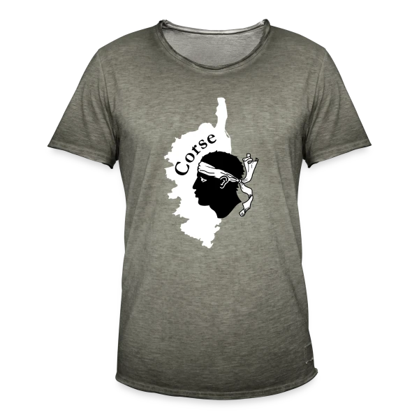 Tête de Maure Corse Texte sur T-shirt vintage Homme
