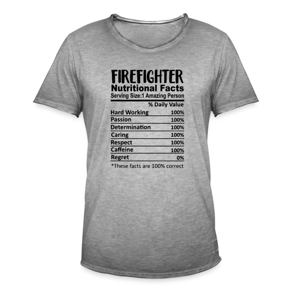 Valeurs Nutritionnelles Pompier sur T-shirt vintage Homme