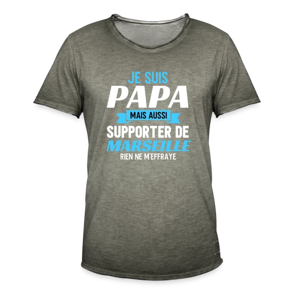 Papa Supporter Marseillais sur T-shirt vintage Homme