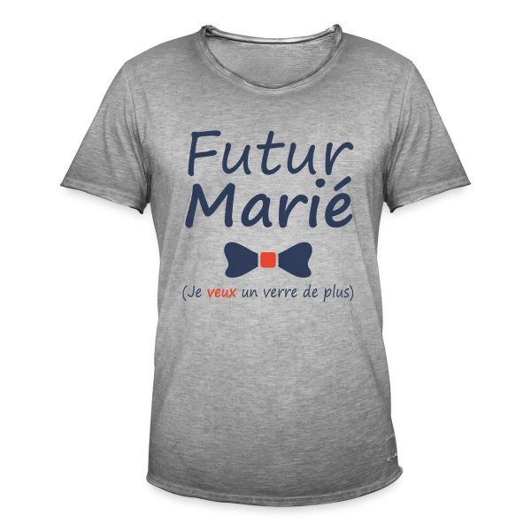 Futur Marié Verre de Plus sur T-shirt vintage Homme