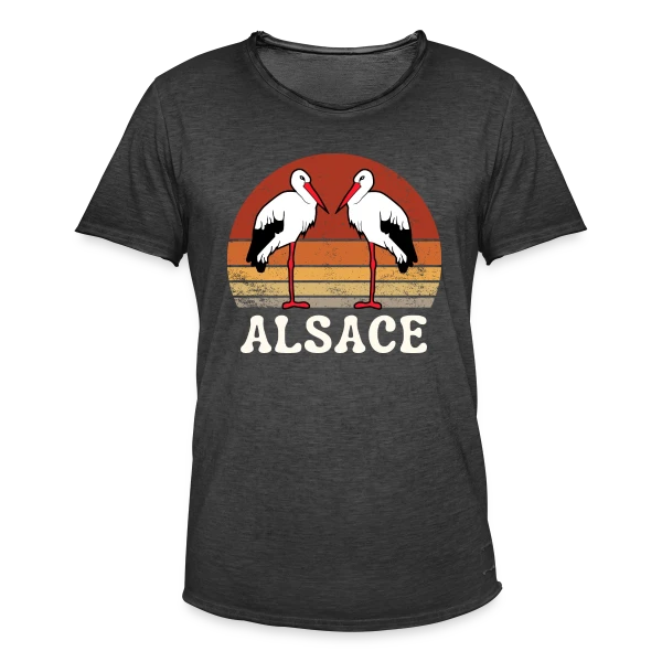 Cigognes Alsace Rétro Sunset sur T-shirt vintage Homme