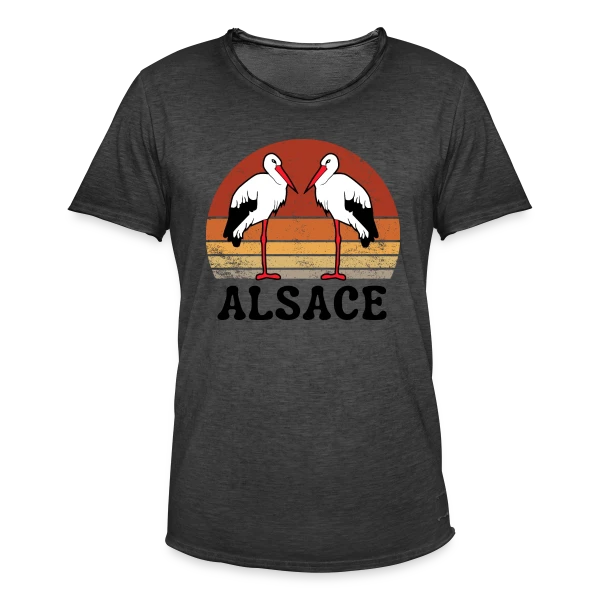 Cigognes Alsace Rétro Sunset sur T-shirt vintage Homme