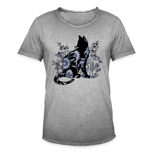 Chat Fleuri Élégant sur T-shirt vintage Homme