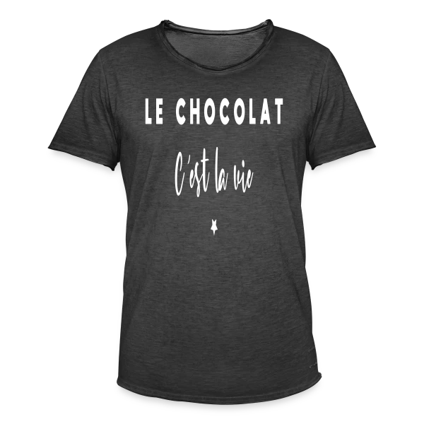 Le Chocolat, C'est la Vie : Douceur et Humour sur T-shirt vintage Homme