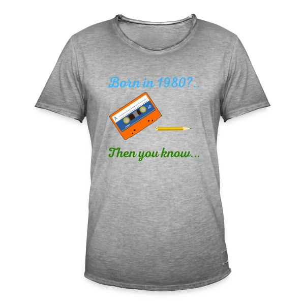 Né en 1980 Cassette sur T-shirt vintage Homme
