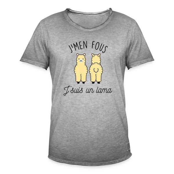 "J'men fous j'suis un lama" - Humour Décalé sur T-shirt vintage Homme