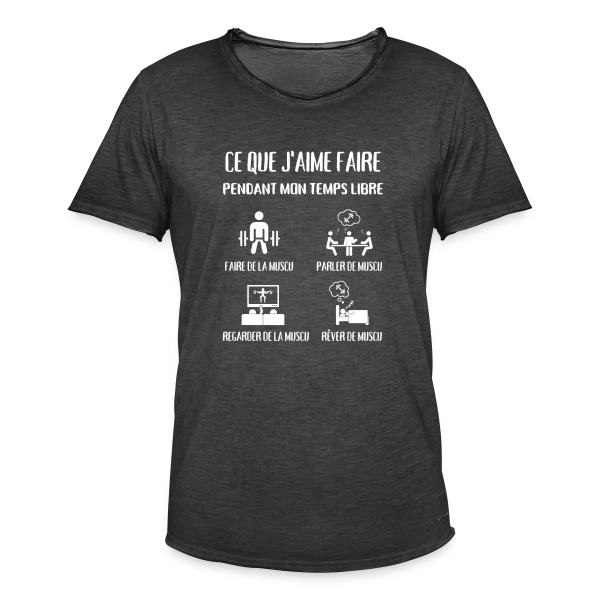 Temps Libre = Muscu ! Humour Musculation Homme sur T-shirt vintage Homme