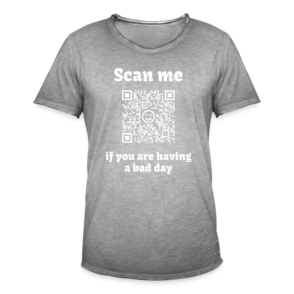 QR Code Message Doux : Raison de Sourire sur T-shirt vintage Homme