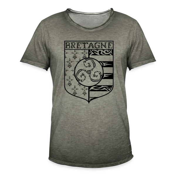Bretagne - Blason Gwenn Ha Du Triskèle Tribal sur T-shirt vintage Homme