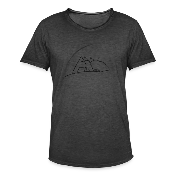 Esquisse Montagne et Tente sur T-shirt vintage Homme