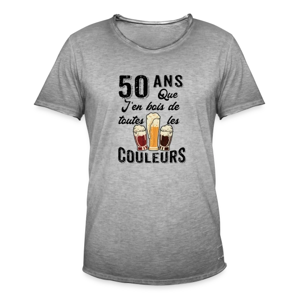50 Ans Toutes les Couleurs de Bière sur T-shirt vintage Homme