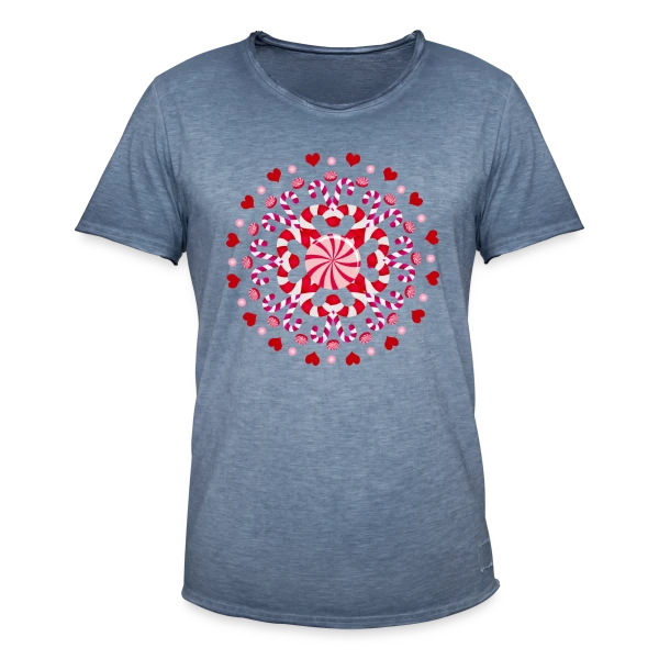 Ornement Sucre d'Orge Rouge pour Noël sur T-shirt vintage Homme