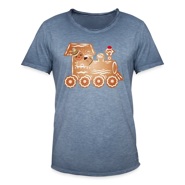 Bonhomme en Pain d'Épices Conducteur de Train de Noël sur T-shirt vintage Homme