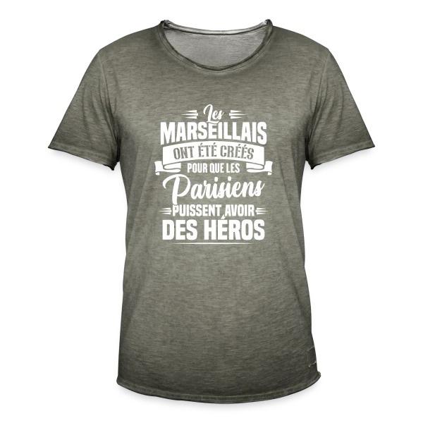 Rivalité Marseille-Paris Humour sur T-shirt vintage Homme