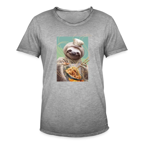 Le Paresseux Chef des Nouilles Sautées sur T-shirt vintage Homme