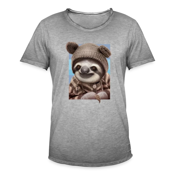 Bébé Paresseux en Pull Hivernal sur T-shirt vintage Homme