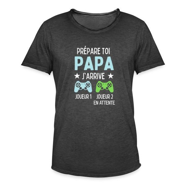 Futur Papa Gamer - Annonce Grossesse Humour sur T-shirt vintage Homme